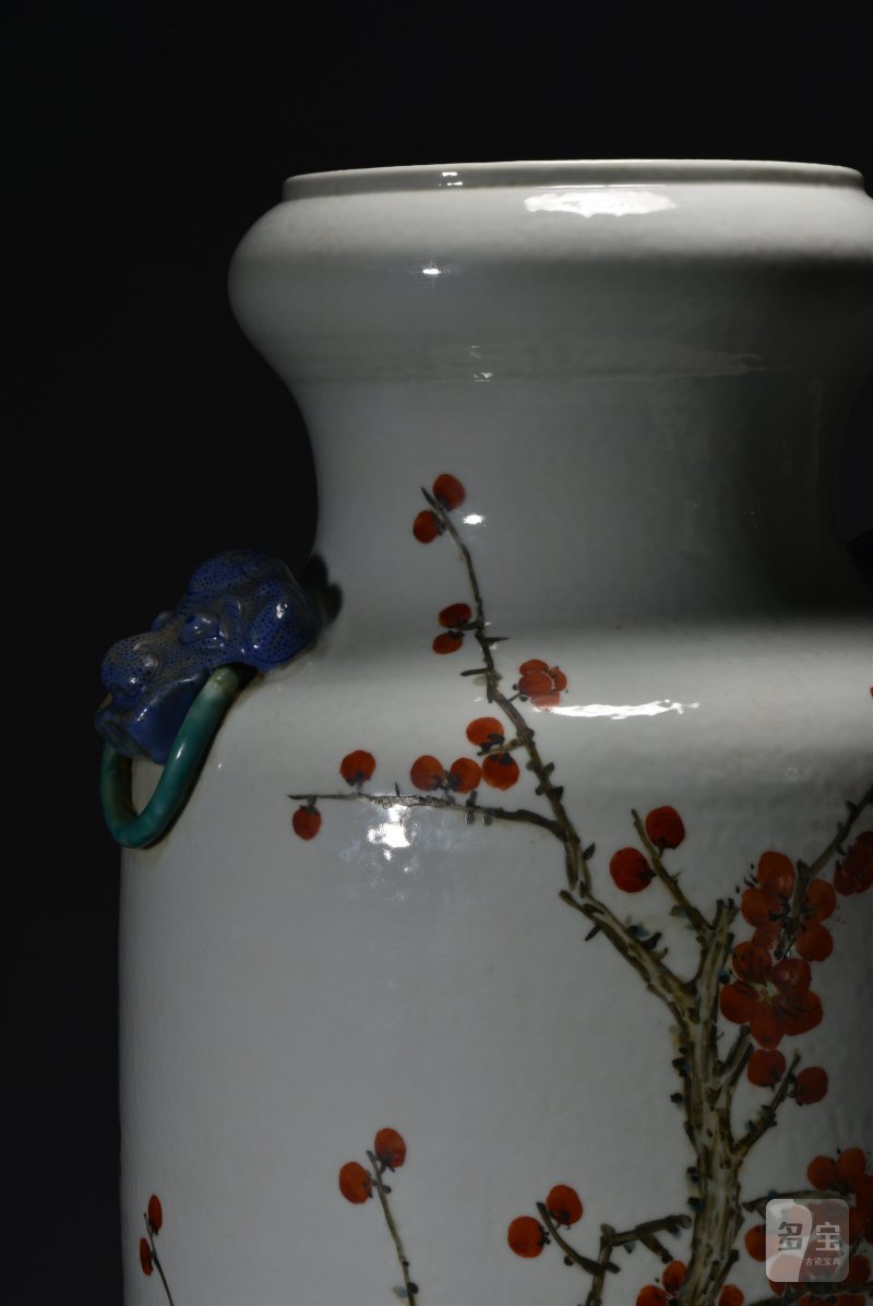 清光绪 金品卿风格浅绛彩梅花图大瓶一对 - 图9